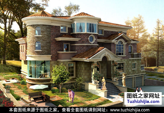 豪华别墅设计图纸(含效果图),三层欧式别墅方案精选