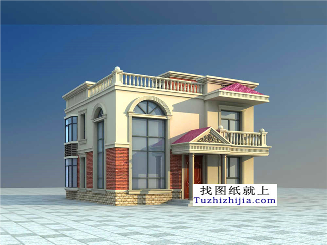 96平方米新农村住宅二层小别墅设计CAD图纸及效果图,10x10米
