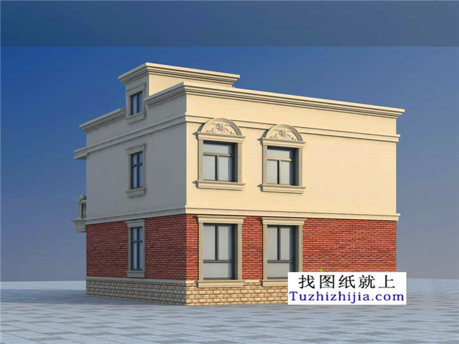 96平方米新农村住宅二层小别墅设计CAD图纸及效果图,10x10米
