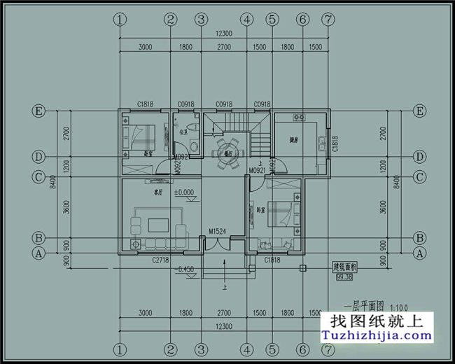 100平方米农村二层CAD设计图纸带外观图,12X8米