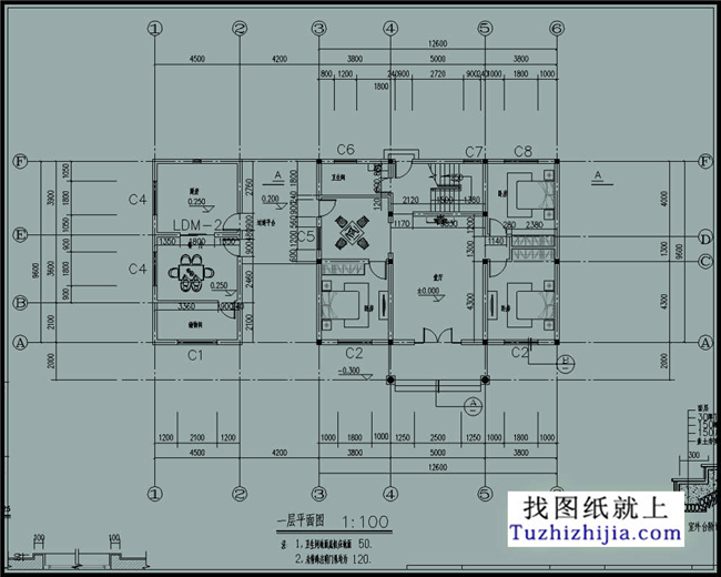 126平方米清新实用型新农村二层小别墅设计图纸带效果图,13x10米