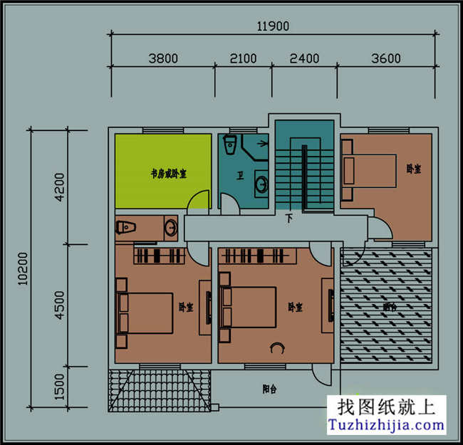 110平方米二层自建小别墅设计CAD施工图纸带效果图,12x13米