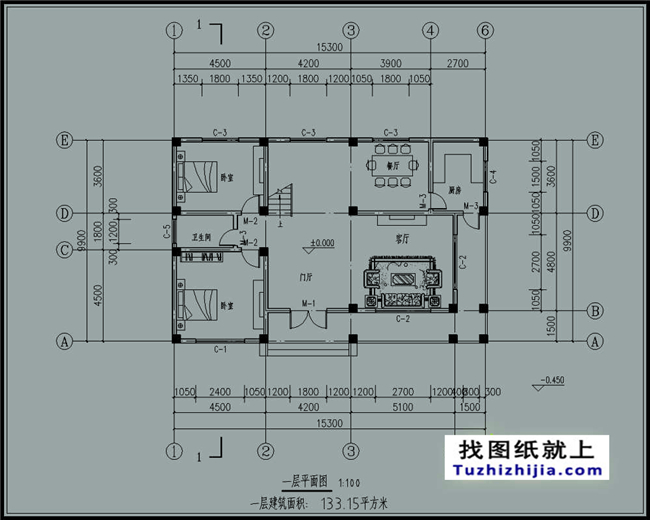 133平方米新农村自建二层别墅CAD设计图纸及外观图,15x10米