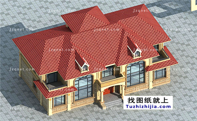 260平方米仿欧式二层别墅设计图纸及效果图,22X12米