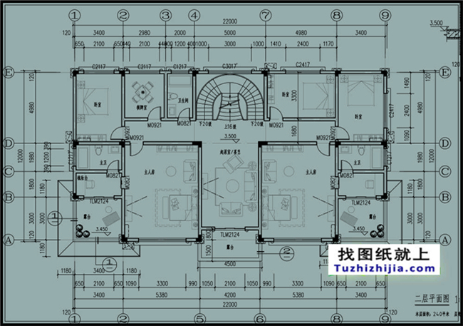 260平方米仿欧式二层别墅设计图纸及效果图,22X12米