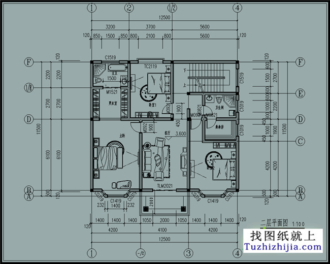 156平方米自建二层CAD房屋设计图纸及效果图,13X12米