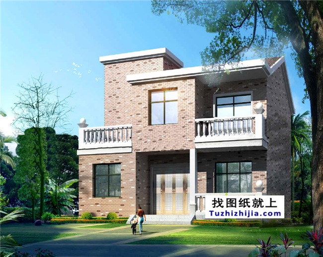 120平方米新农村两层别墅CAD设计图及效果图,12x11米
