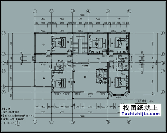 252平方米二层别墅设计施工图纸及效果图,20x13米