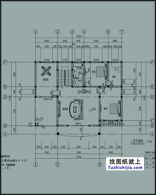 186平方米二层自建别墅设计施工图纸及外观效果图,15x13米