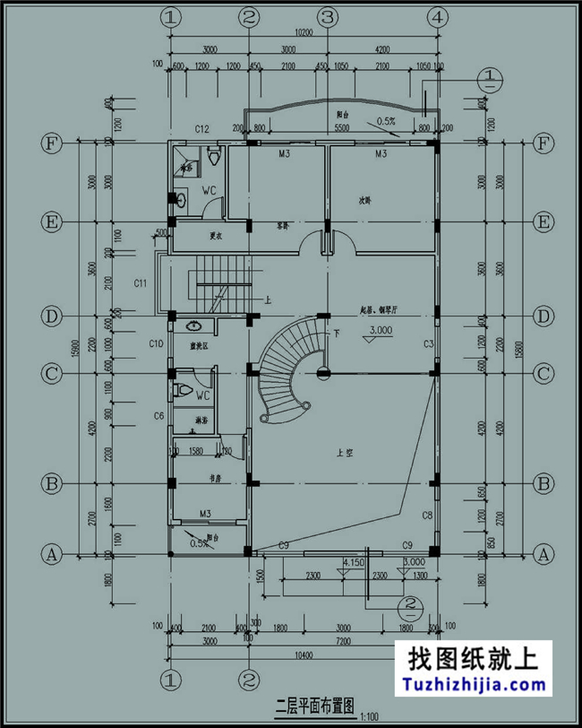 160平方米豪华三层别墅设计施工图纸及效果图10x16米