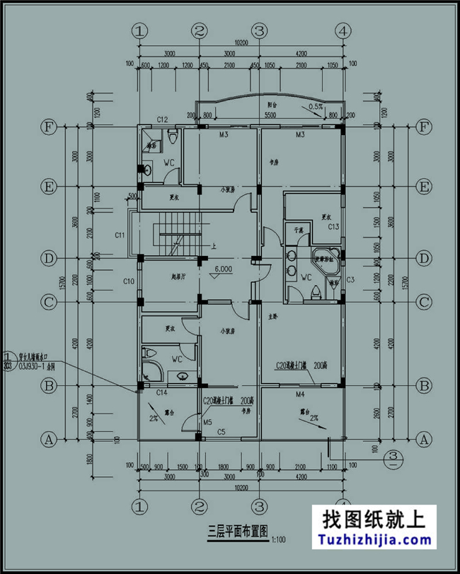 160平方米豪华三层别墅设计施工图纸及效果图10x16米