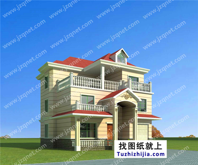 153平方米自建三层别墅设计建筑图纸带外观,13x12米