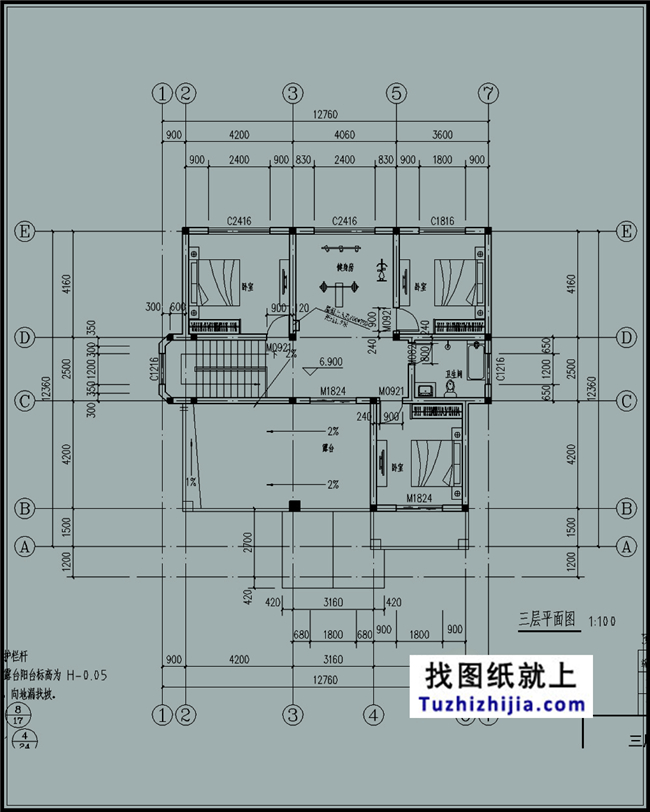 153平方米自建三层别墅设计建筑图纸带外观,13x12米