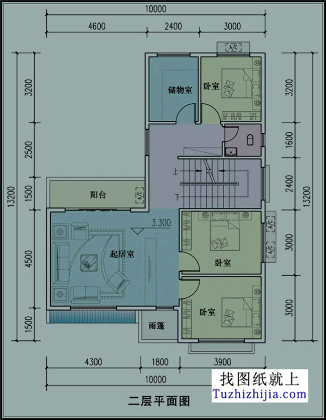 150平方米徽派新农村三层别墅建筑设计图纸带外观,10X15米