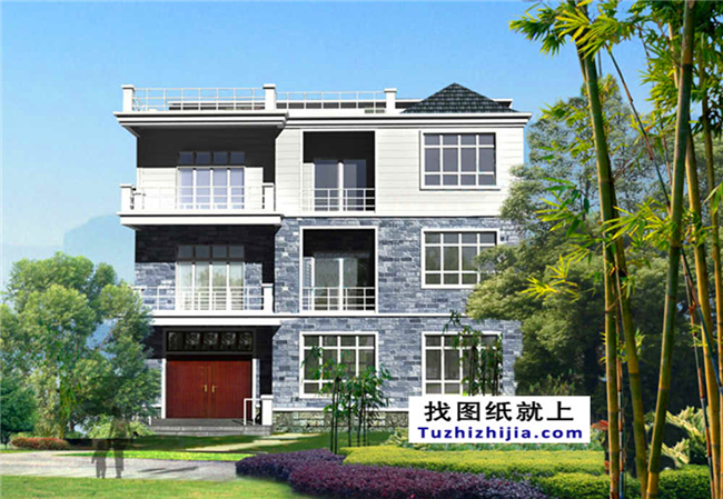 200平方米新农村三层小别墅设计施工图纸及效果图,14x14米