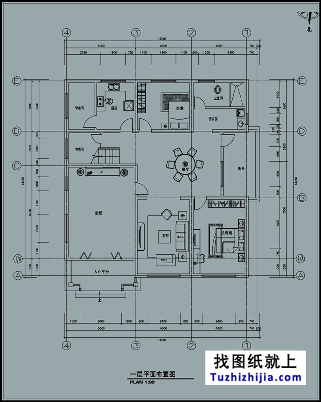200平方米新农村三层小别墅设计施工图纸及效果图,14x14米