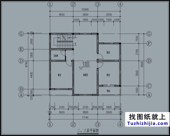 100平方米农村三层小户型别墅设计施工图纸及效果图,11X10米