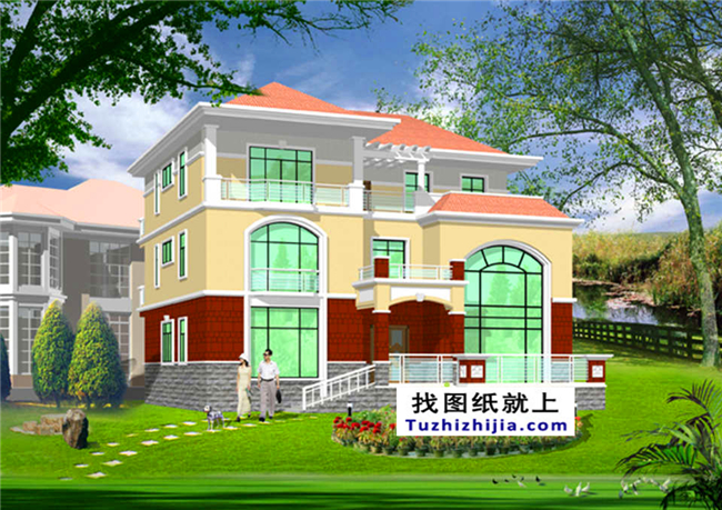 280平方米非常洋气的三层别墅户型设计建筑图纸,16x18米