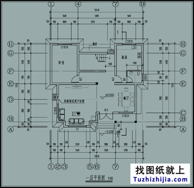 120平方米新农村全套三层别墅设计图纸及外观图,12X11米