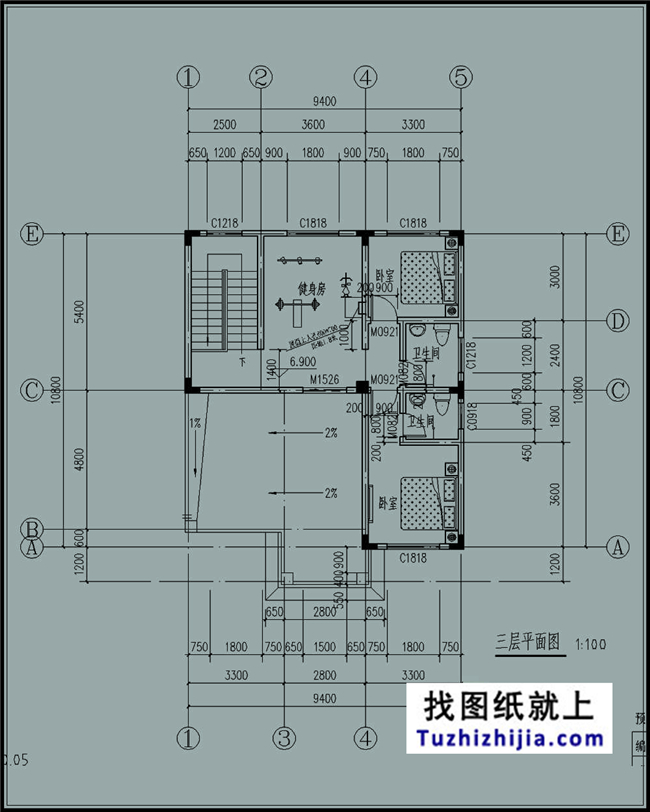105平方米新农村自建三层小别墅设计施工图,10x11米