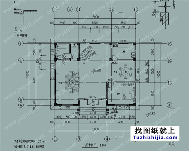 125平方米新农村三层自建别墅施工设计图,13x10米