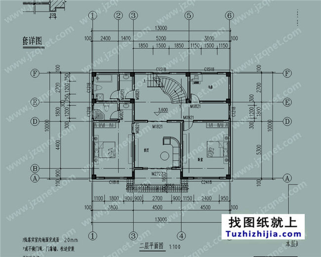 125平方米新农村三层自建别墅施工设计图,13x10米