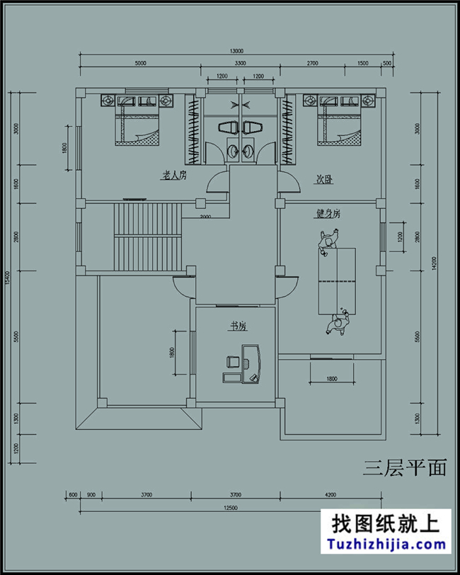 180平方米三层别墅户型设计图纸及效果图,13x16米