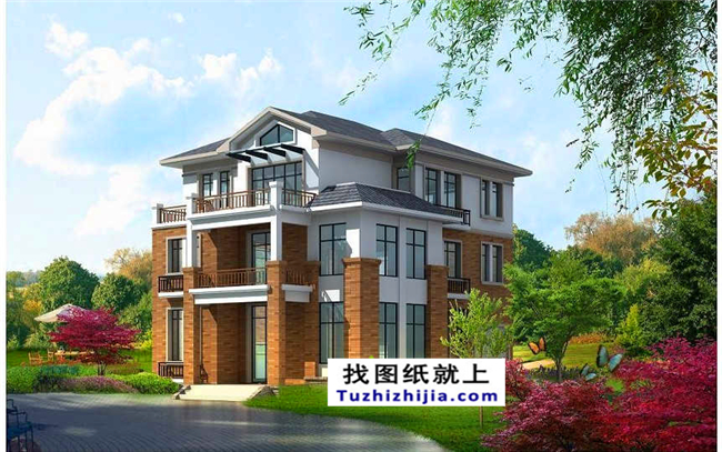 造价:26万左右新农村带阁楼的三层别墅施工图纸,10*14米120平方米