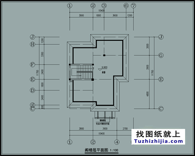 造价:26万左右新农村带阁楼的三层别墅施工图纸,10*14米120平方米