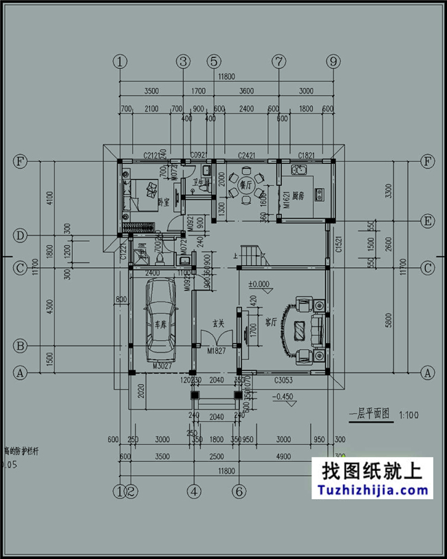140平方米新农村三层别墅设计建筑图纸及外观效果图,12x12米