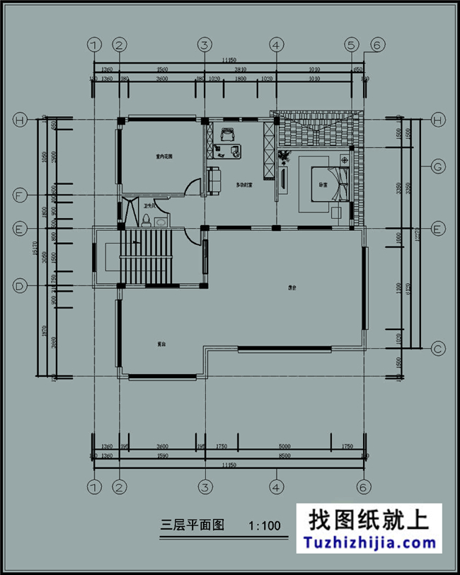 180平米三层新农村房屋别墅施工设计图纸及效果图
