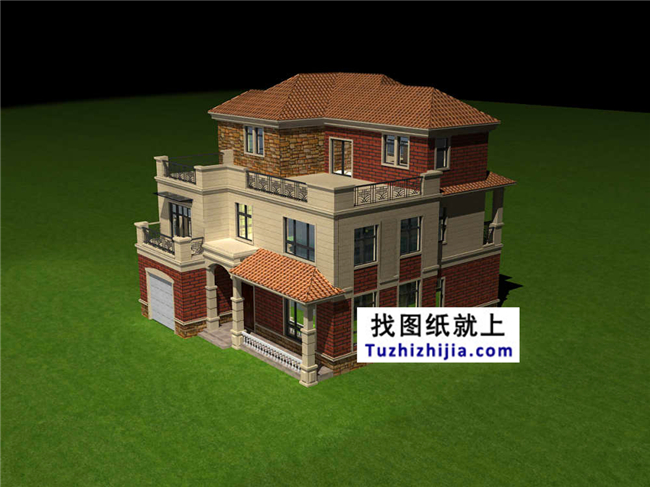 180平米三层新农村房屋别墅施工设计图纸及效果图