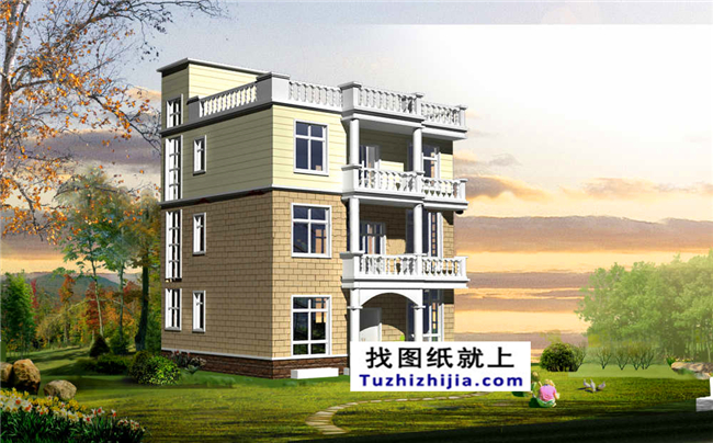 现代新农村三层房屋设计建筑图及效果图