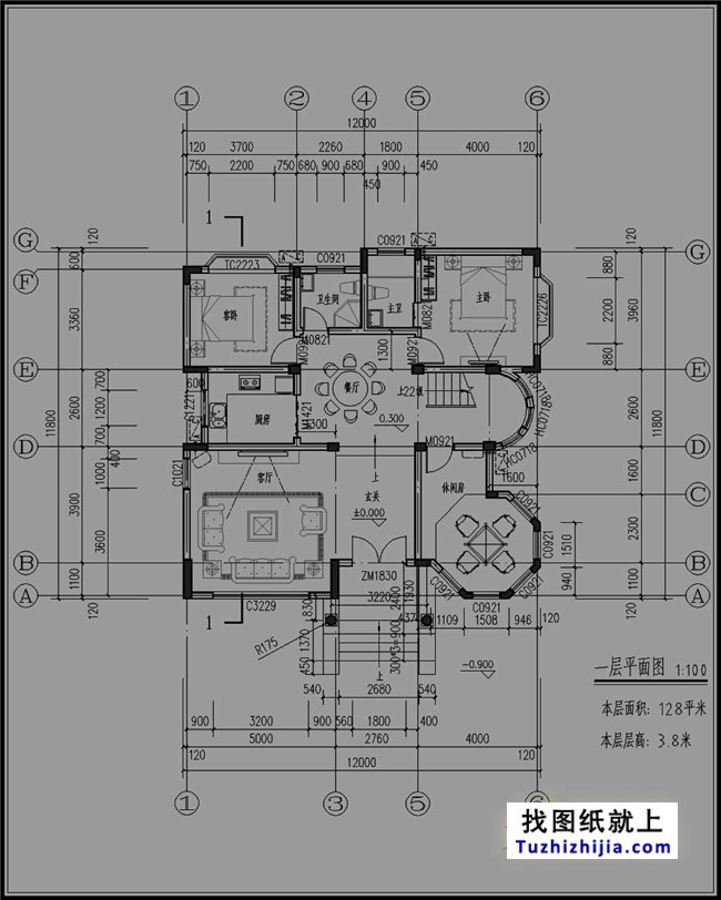 欧式豪华三层别墅设计图纸,含外观效果图 施工图