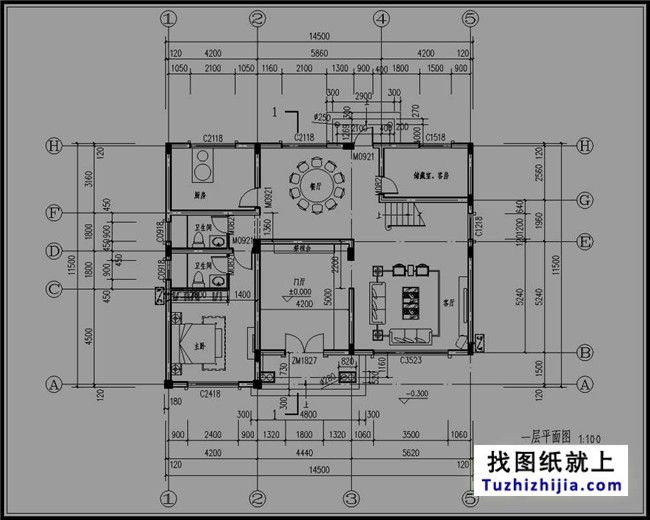 湖南乡村三层别墅设计图纸,带屋顶花园(含效果图)