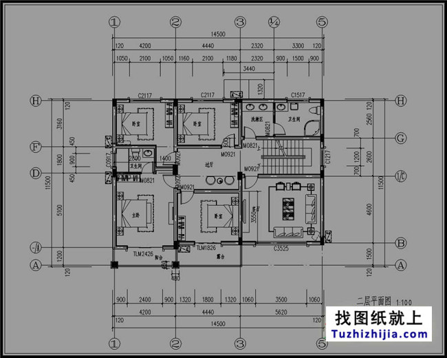 湖南乡村三层别墅设计图纸,带屋顶花园(含效果图)
