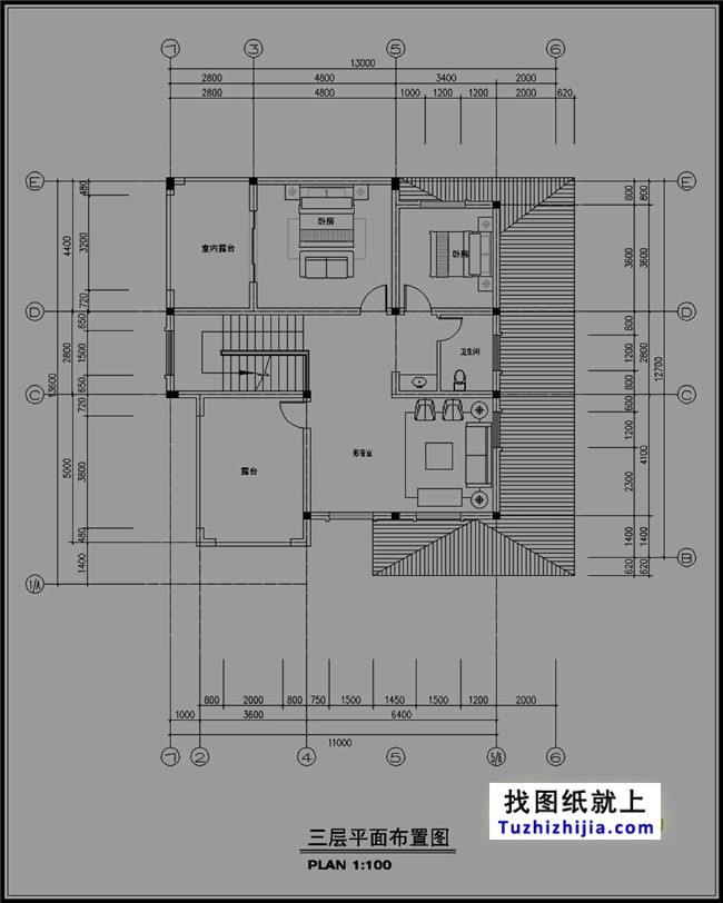 带车库三层别墅设计图纸(效果图+全套CAD图纸)