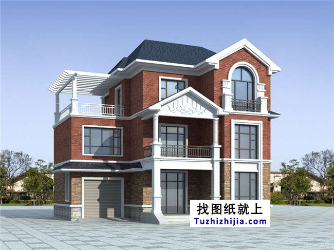 自建三层小洋楼设计图纸,含效果图,带车库