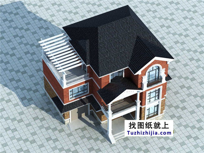 自建三层小洋楼设计图纸,含效果图,带车库