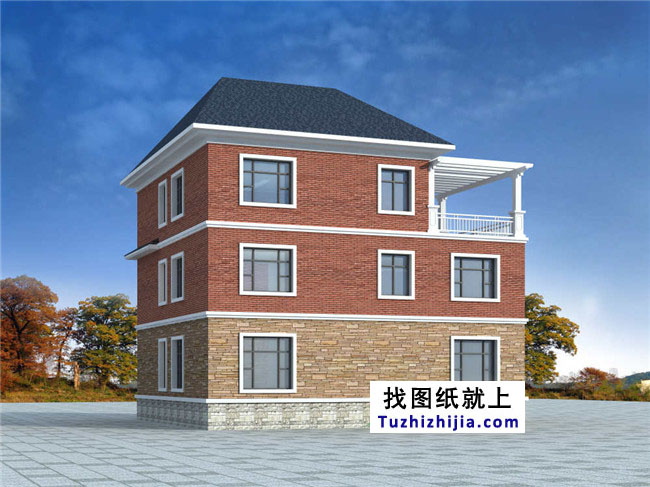 自建三层小洋楼设计图纸,含效果图,带车库