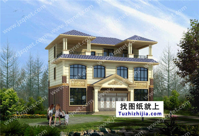 150平方米三层农村房屋设计图(效果图+全套施工图)