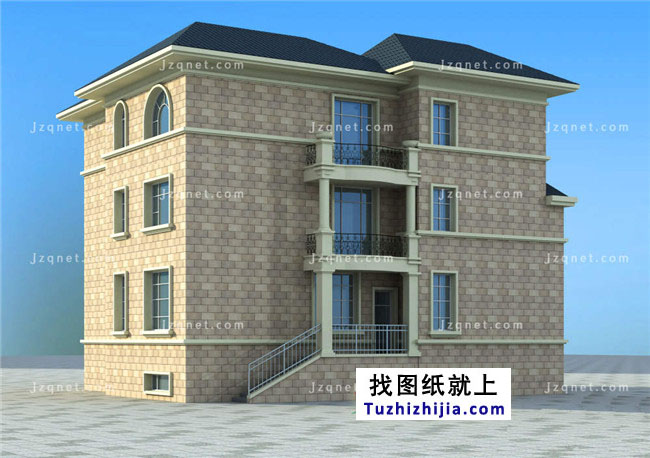 大户型欧式三层别墅建筑图纸,全套设计图+效果图