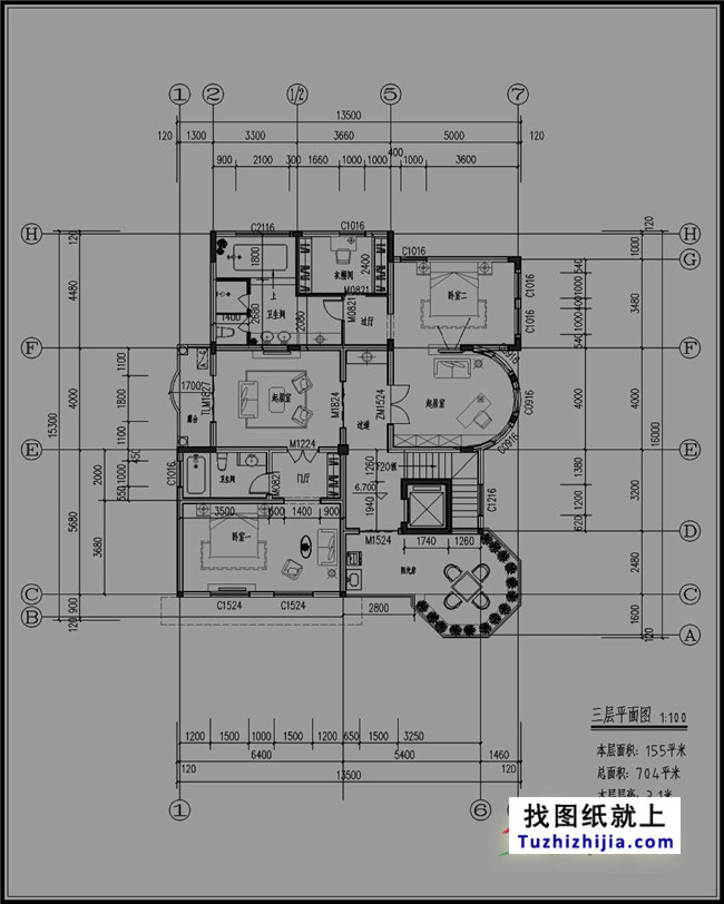 大户型欧式三层别墅建筑图纸,全套设计图+效果图
