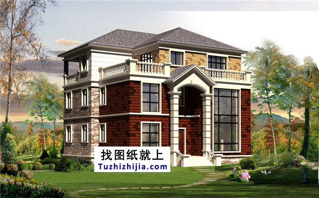 三层独栋别墅户型图,自建全套设计图纸和效果图