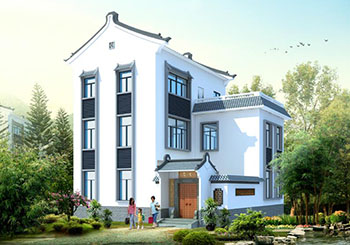 <b>徽派120平新农村住宅设计方案，带外观效果图</b>