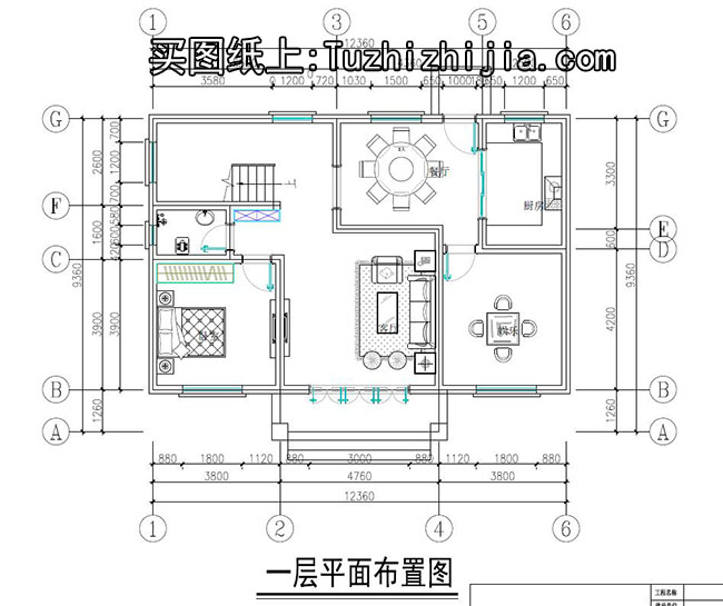 110平方米新农村二层别墅设计图及效果图,12.36x9.36米