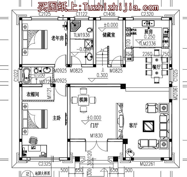 140平四层复式别墅房屋设计图，带外观效果图