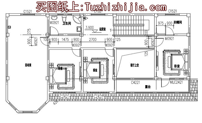 农村五间二层楼房设计图，含外观效果图