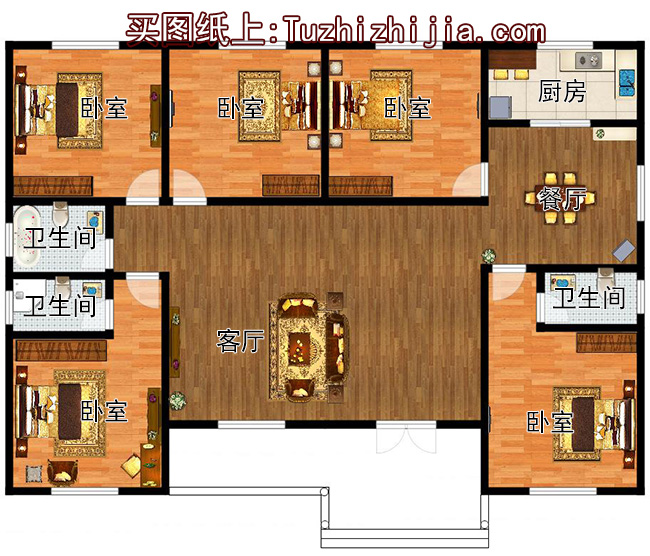 农村一层房屋设计图,自建一层房子图纸推荐(200平方米