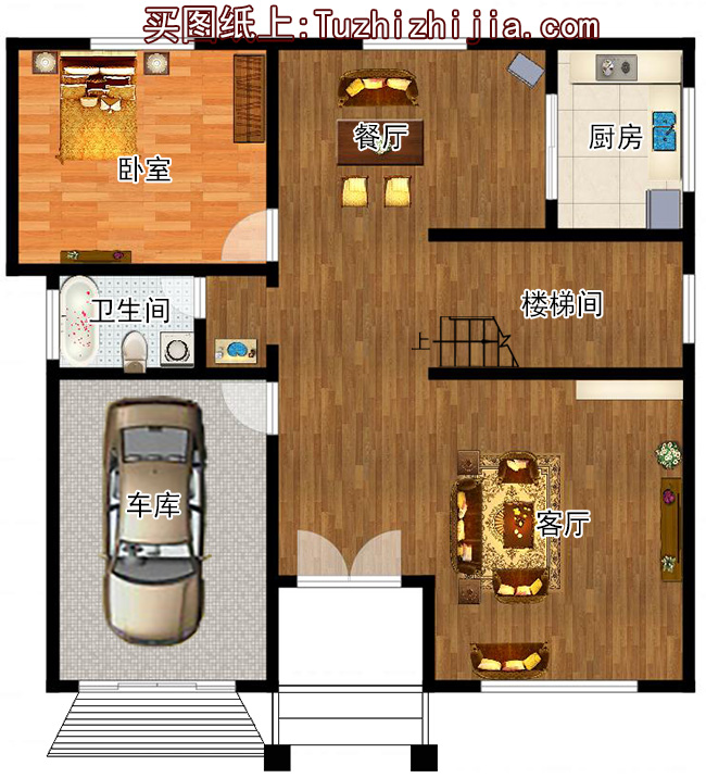 复式三层带车库简欧小别墅设计图，农村三层房屋设计图